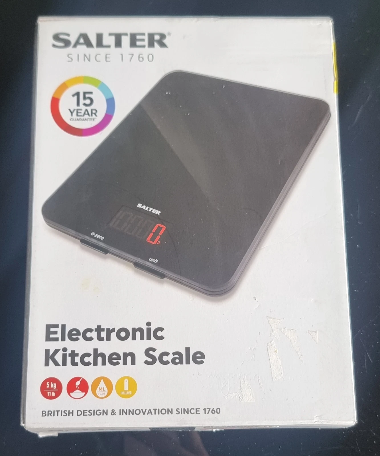 Salter Black Electric Food Leaf Digital Kitchen LCD Weighing Scale 5kg Capacity