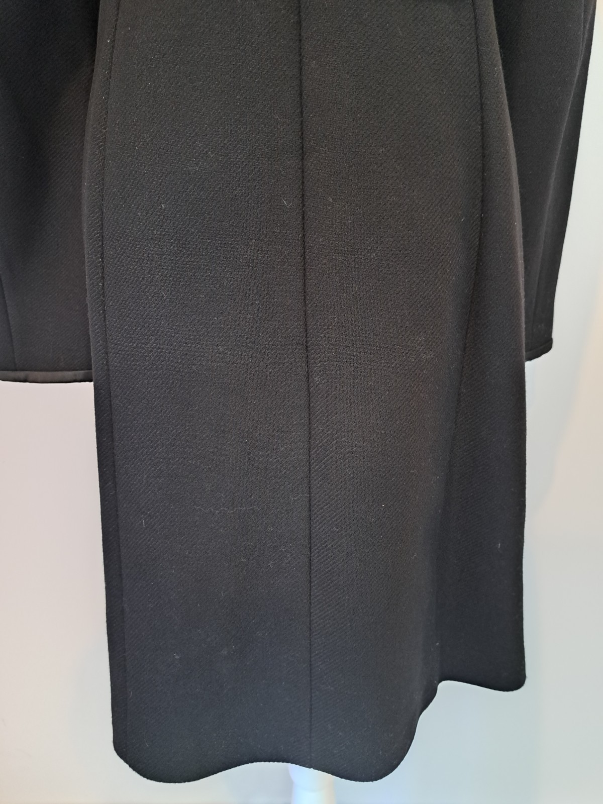 Zara Sz L Gold Button Wool Blend Tailored Coat Satin Silky Trim Zipper Pockets  thumbnail 10