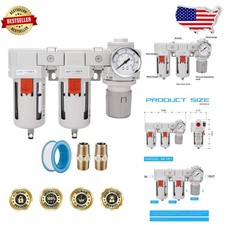 Elite 3/4" NPT Air Filter Regulator - 5 Micron Brass, Semi-Auto Drain, Poly Bowl