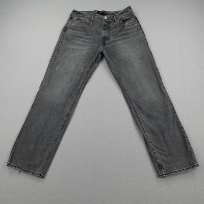 Abercrombie & Fitch Jeans Mens 34x32 Gray Authentic Rigid Denim Loose Distressed