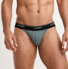 New Jockey Men's XL Elance String Bikini 2 Pack 100 Cotton, Green Geo/Jade