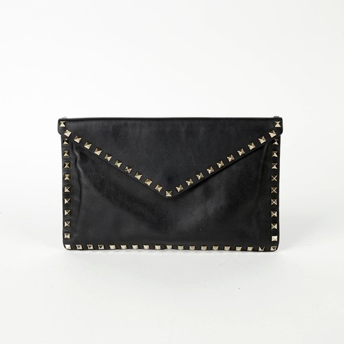 Valentino Black Leather Rockstud Clutch 64007370
