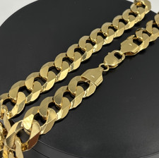 XL Large Curb Cuban chain 9ct Gold on Silver ''Heavy'' 15mm (117 GRAM) 22 inch
