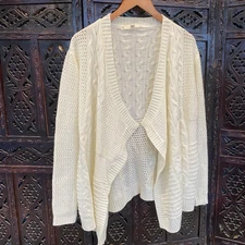 Lovestitch Wool Angora Open Front Cardigan Womens M Ivory Boho Cottagecore