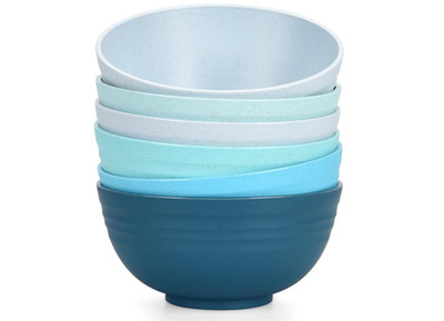 Unbreakable Cereal Bowls Set of 6, 24 OZ Made from Wheat Straw, Microwave & Dish