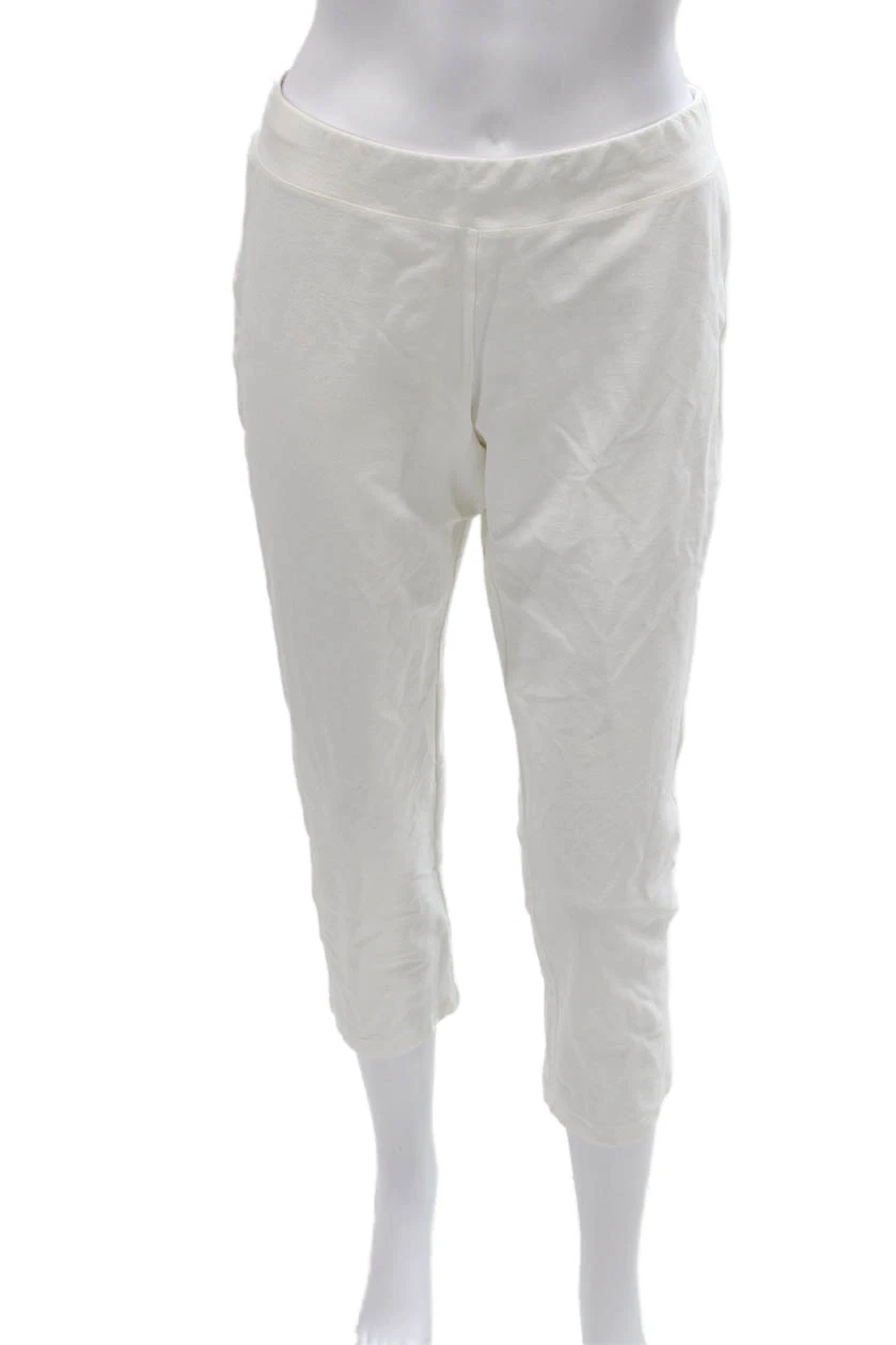 Eileen Fisher Womens White Cotton Capri Pants Petites Size 6