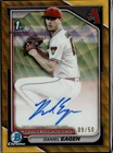 2024 Topps Bowman Chrome Daniel Eagen 1st Bowman Gold Wave Refractor Auto /50!