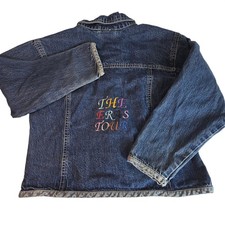 OshKosh Bgosh Tour Jean Jacket Custom Embroidered Denim Girls Size 7