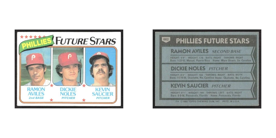 1980 Topps Ramon Aviles/Dickie Noles/KevinSaucier Phillies #682 - Image 3 of 3
