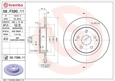 2x BREMBO Bremsscheibe PRIME LINE - UV Coated 08.F390.11 für TOYOTA YARIS CROSS