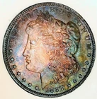 1888 O MORGAN DOLLAR**GEMBU**AWESOME COLOR**RAINBOW**COLOR** NR #74923