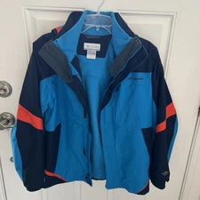 Columbia Bugaboo Interchange 3 in 1 Jacket Youth 14/16 Blue/Red Waterproof Shell