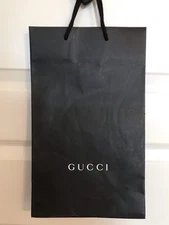 Authentic Gucci Black Empty Paper Shopping Gift Bag w Rope Handles 9”x15”x5.25”