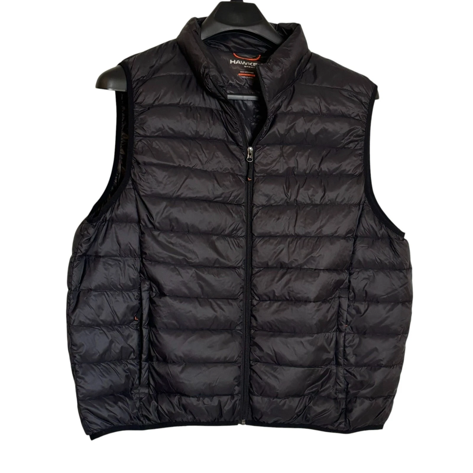 Hawke & Co Men’s Quilted Duck Down Black Puffer Vest 2XB Full Zip Packable