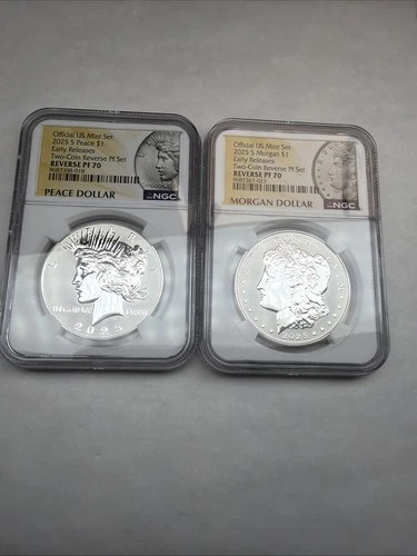 2025-S Reverse Proof $1 Morgan and Peace Silver Dollar 2pc Set NGC PF70 ER