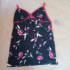 Secret Treasures Women's 3XL Lace Trim Nightie Nightgown Black  Red Floral