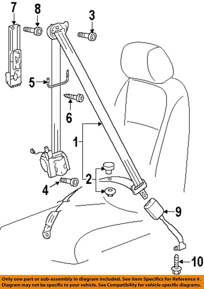 Used Front Right Seat Belt Front fits: 2013 Volkswagen Cc bucket seat passenger - Image 3 of 4