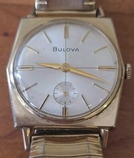 Beautiful Vintage BULOVA WRISTWATCH RGP/SS Round Face Square Case Not Running