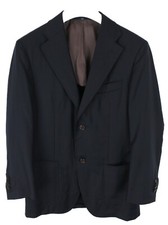 Unbranded Mens Navy Wool Single-Breasted Notch Lapel Double Vent Blazer M
