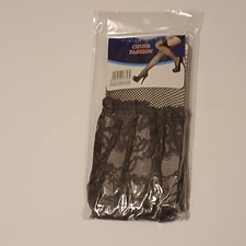 Grey Lace Top Thigh High Fishnet Stockings 1 pair size M New