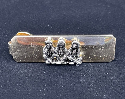 Vintage Three Wise Monkeys Tie Bar Clip by Anson