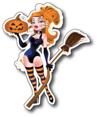 HALLOWEEN LITTLE WITCH SPELL VINYL WALL BUMPER BOTTLE CAR FUN DECAL STICKER 3M