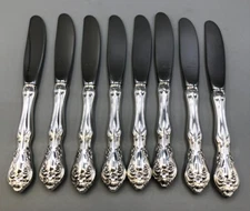 Chateau Rose, Alvin Sterling Silver set of 8 Butter Spreaders 6.25"