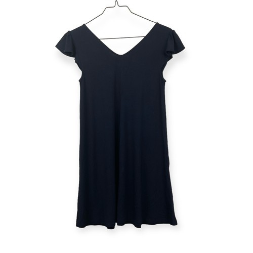 Ann Taylor Loft Blue Floral Embroidered Swing Dress Double V-Neck Size XS - Picture 4 of 6