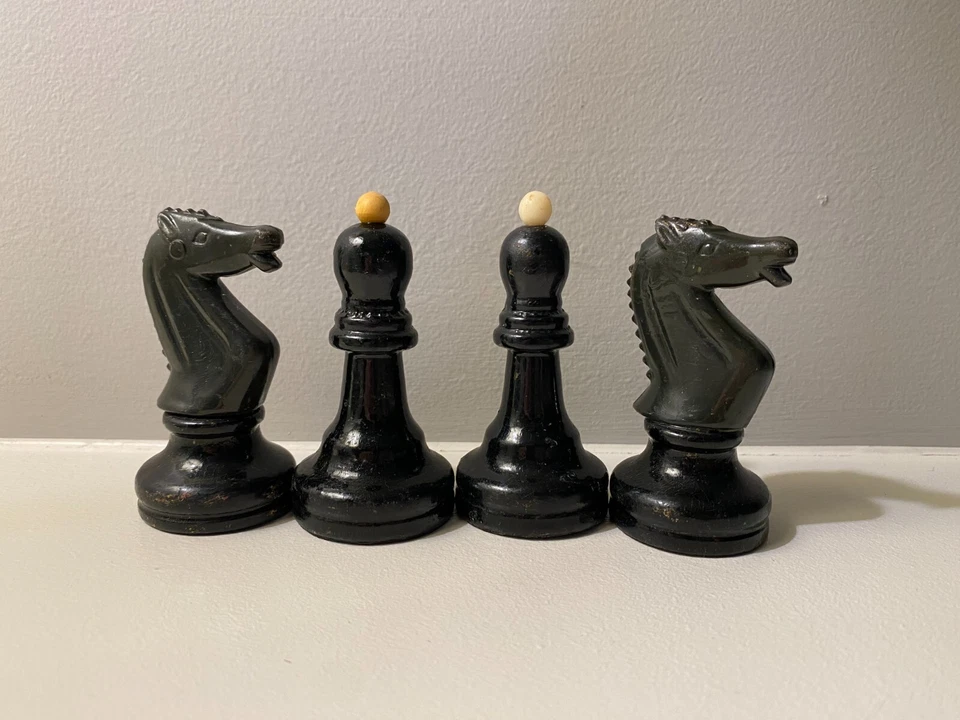 Juego de ajedrez de madera soviético Botvinnik-Flohr c.1950 Foto 4 de 4