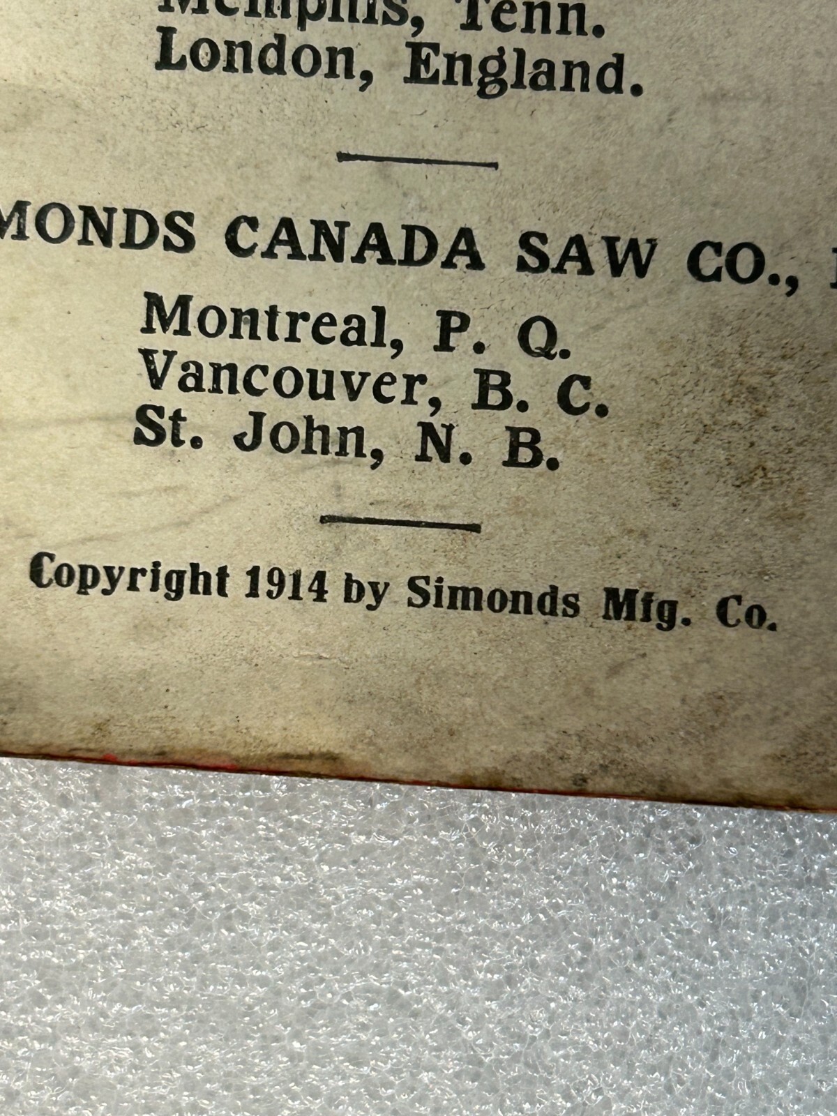 1914 SIMONDS GUIDE FOR CARPENTERS Simonds Saw & Mfg Co. Stamped Turtle Creek, PA