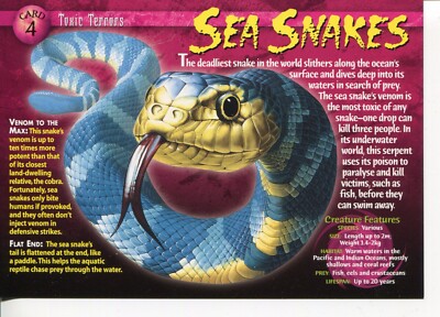 Weird N  Wild Creatures Toxic Terrors Karte 4 # Sea Snake # LC3