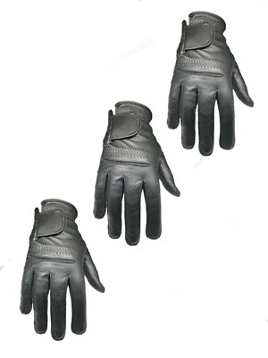 EAGLE EYE ***New*** (3) Mens All Cabretta Black Leather Golf Gloves (Right Hand)