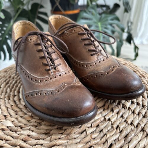 Frye Leather Oxford Maggie Perforated Wingtip Women’s Shoes Brown Size 9 B - Picture 1 of 6