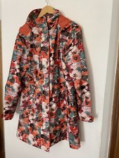 Bnwot Sos Jensen Raincoat Orange Print Waterproof Removable Hood Size Large