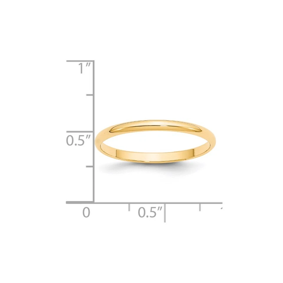 14k Yellow Gold 2mm Half Round Wedding Band Ring for Women Size 5 - Image 4 of 4