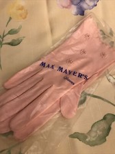 Vintage MAX MAYERS PINK Womens Embroidered Eyelet Gloves WESTERN GERMANY NOS 7