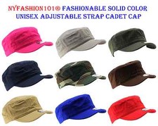 NYFashion101  Fashionable Solid Color Unisex Adjustable Strap E-Flag  Cadet Cap
