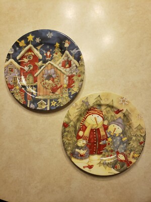 Set of 2- Debi Hron Holiday Home 2006 Christmas Plates 8.25''