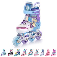 4in1 Inline Skates Inliner Rollen Rollschuhe LED Kinder ABEC7 Einstellbare 25-41