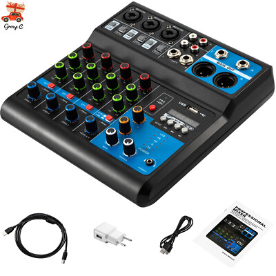 Bluetooth Mixer USB Live Studio Audio Mischpult DJ Konsole Verstärker M/5Kanal