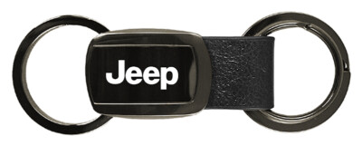 Jeep Double Valet Leather Key Fob (Gun Metal)