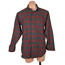 VTG Woolrich Hunting Lumberjack Plaid Flannel Shirt Suede Collar Elbow Patches M
