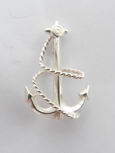 anchor And Rope: Silver 925 Lapel Pin - Sailor - Marina - Maritime - Picture 2 of 8