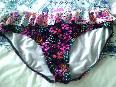 16 18 BLACK  MULTI COLORED FRILLED TANKINI PANTS TARGET FULLY LINED   NWT $19