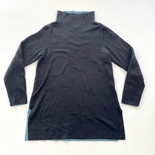 Aspen Women’s Dress Medium Tunic Sweater Mock Neck Dark Blue Lavender Modern Sty