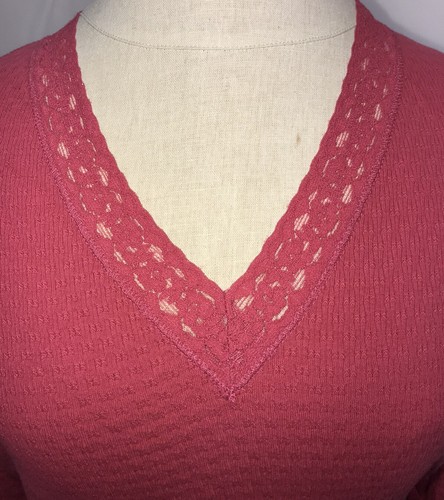 Covington Women Long Sleeves Lace V-neck Top Size XL Rose Color - Picture 3 of 6