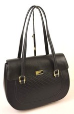 Ripani 8702 Black Saffiano Leather Shoulder Hand Bag 100% Made In Italy