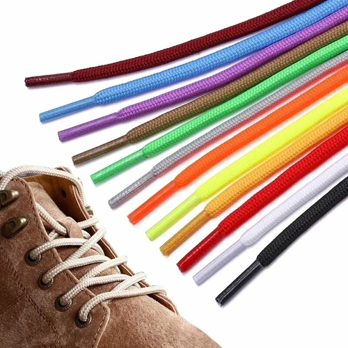 Round Shoe Laces Black White and Coloured For Hiking Boots, Work Shoes, Trainers - Picture 1 of 44