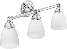 Moen YB2263CH 3-Light Bath Vanity Fixture Frosted Glass 25.71x6.65 x10.19 Chrome