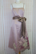 Debut Dress Size 12 Dusty Pink Satin Floral Embroidery Strappy Party Cocktail